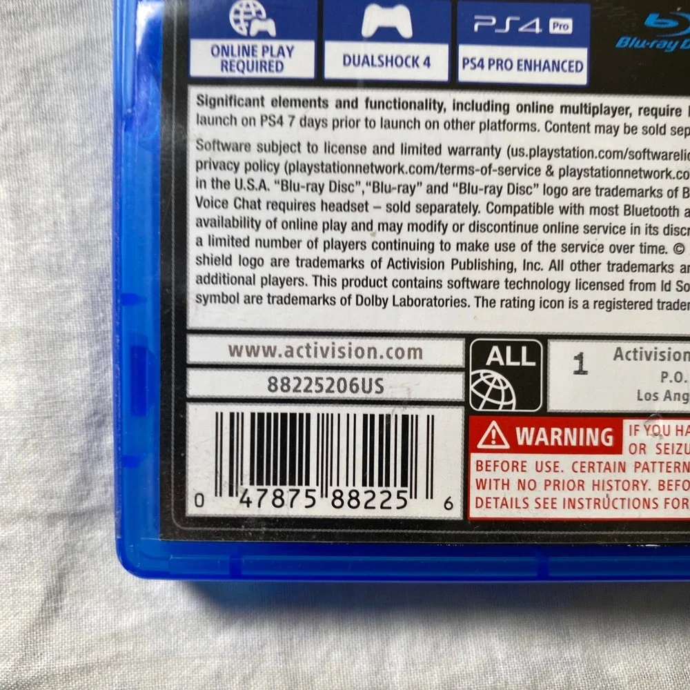 Call of Duty Black Ops 4 PS4 Sony PlayStation 4 Game Disc Case Complete